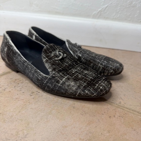 Chanel Pony Hair Check CC Logo Loafers Women's Euro 37 US 6.5 Slip On Y2K Preppy - Picture 13 of 16